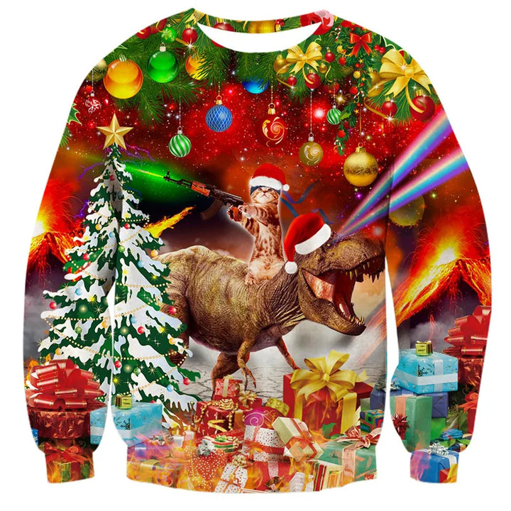 Drune | Unisex Sweatshirt - Bequemes 3D Katze & Hund Design für Tierliebhaber