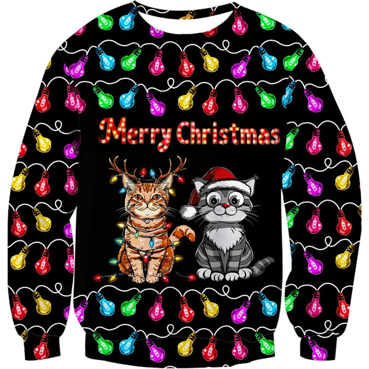 Drune | Unisex Sweatshirt - Bequemes 3D Katze & Hund Design für Tierliebhaber