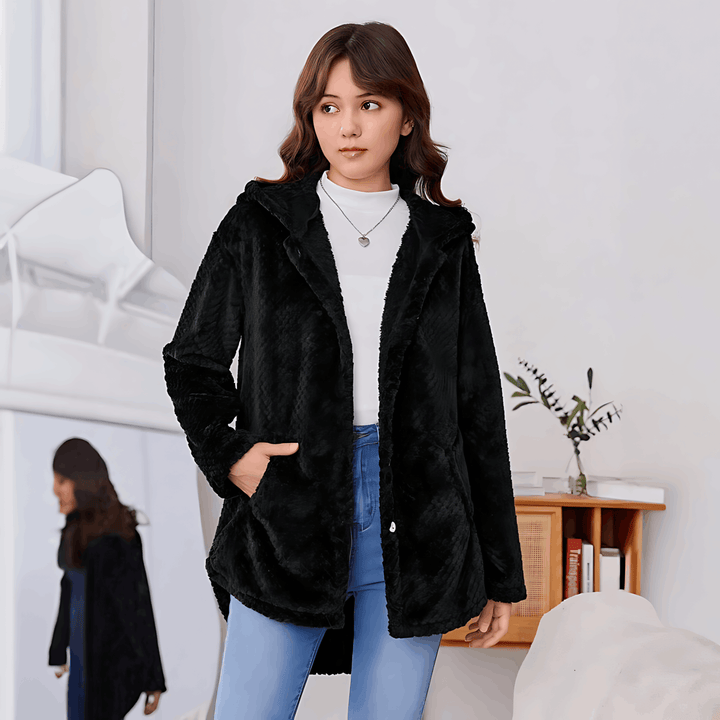 Drune | Fleece Strickjacke mit Kapuze