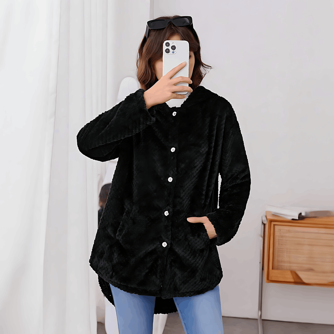 Drune | Fleece Strickjacke mit Kapuze