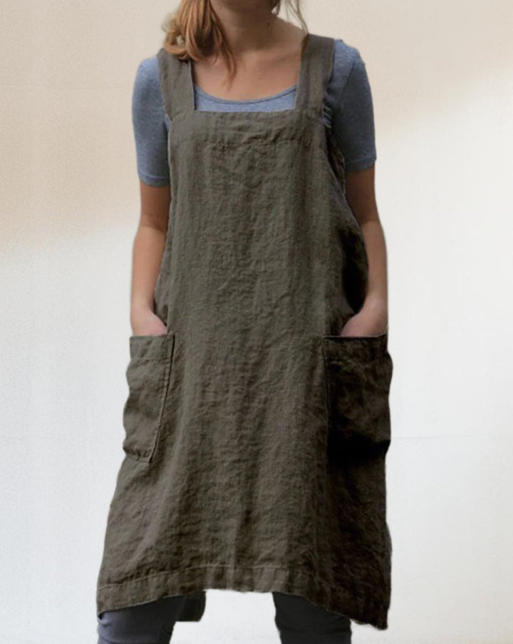 Drune | Baumwoll-Leinen Schürzenkleid Mit Taschen
