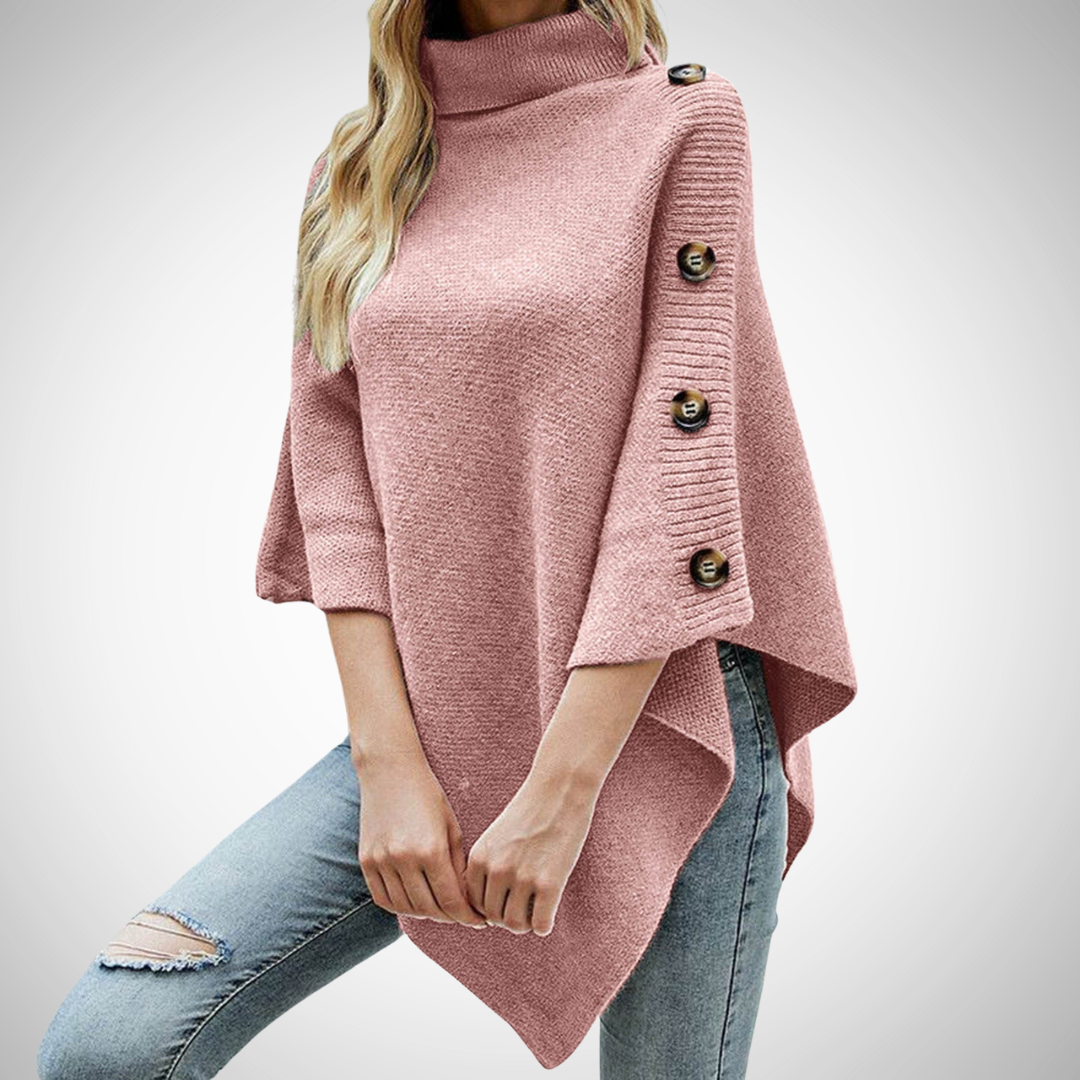 Drune | Knopf Detail Strick Poncho