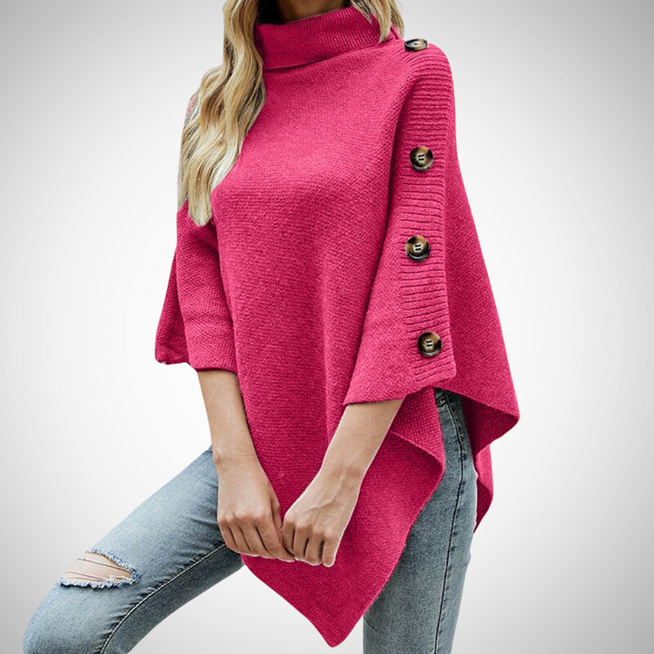 Drune | Knopf Detail Strick Poncho
