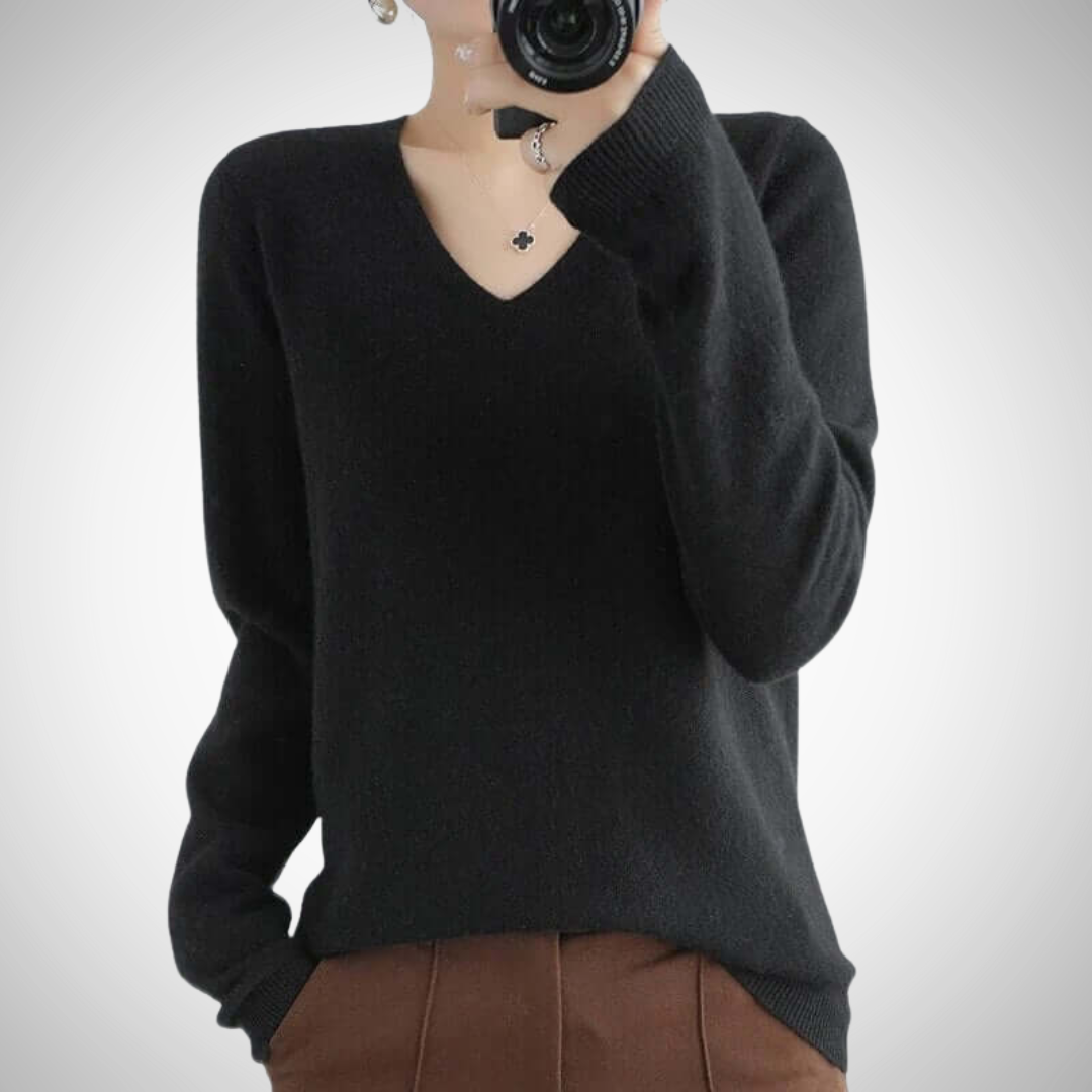 Drune | Lässiger V-Ausschnitt Pullover mit Feinem Strick