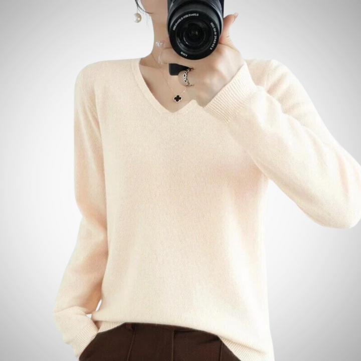 Drune | Lässiger V-Ausschnitt Pullover mit Feinem Strick