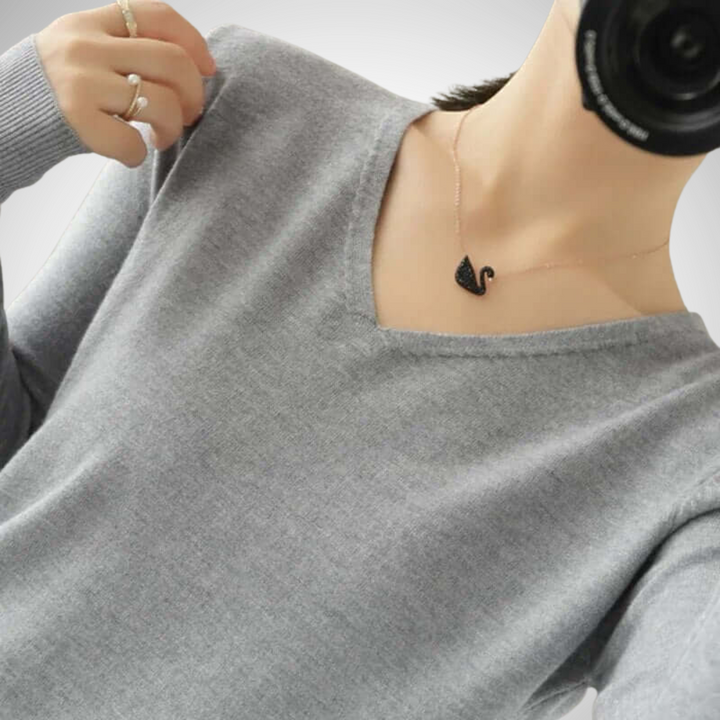 Drune | Lässiger V-Ausschnitt Pullover mit Feinem Strick