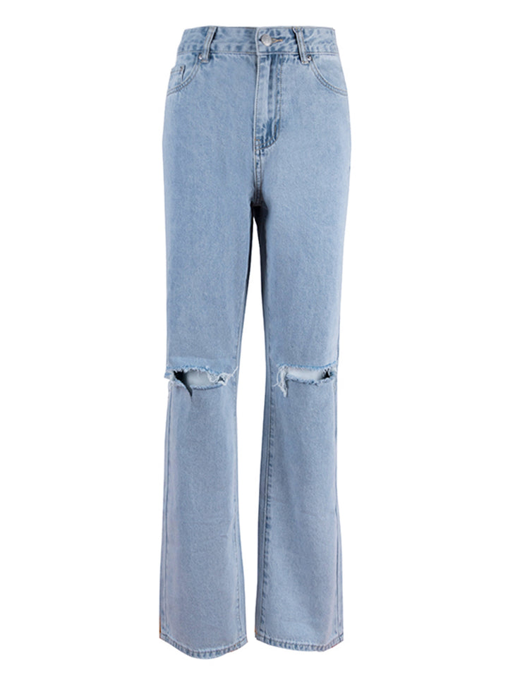 Drune Damen Jeanshose Mit Lockerer Passform Zerrissen Weites Bein Hohe Taille Lassige Baggy Jean