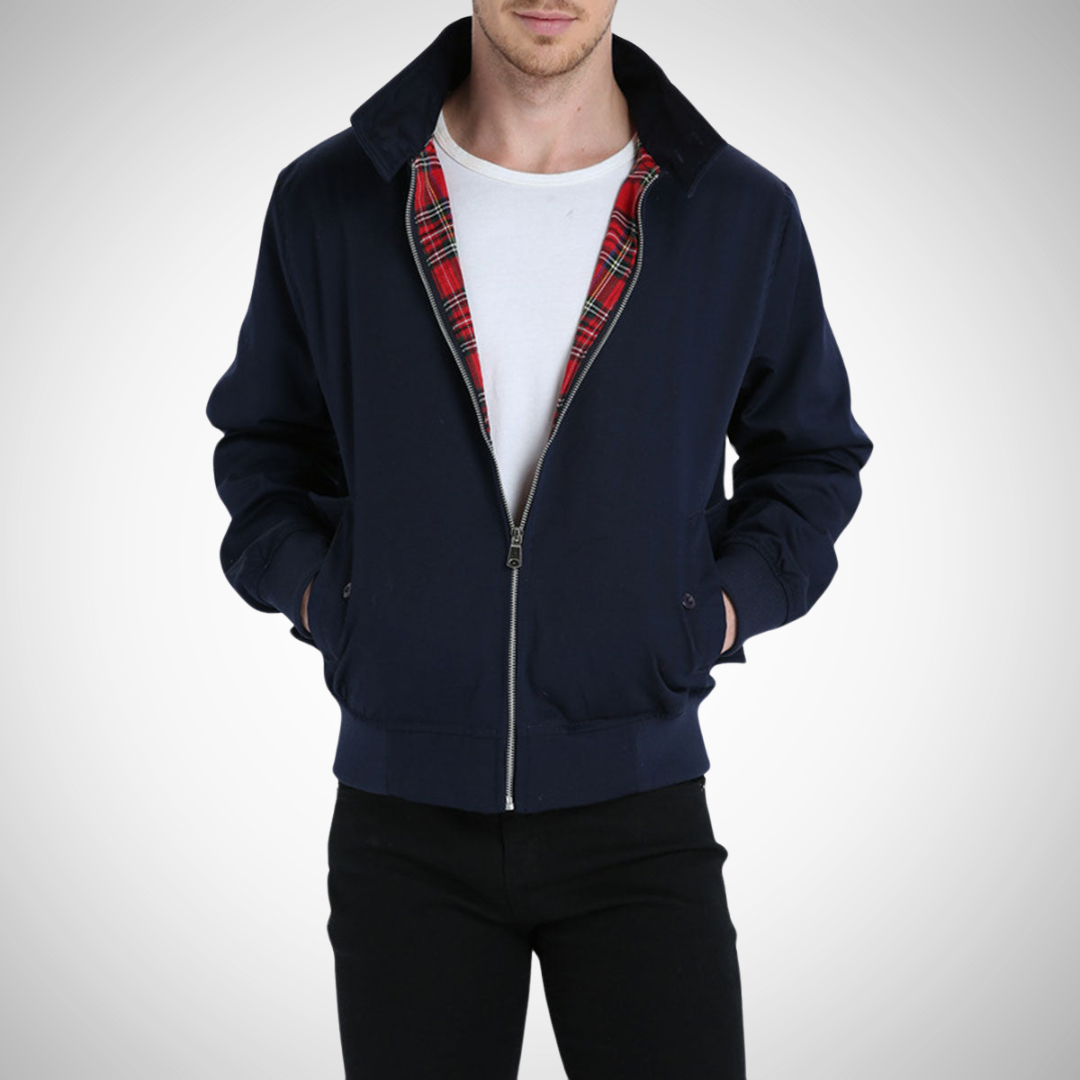 Drune | Herren Zip-Up Bomberjacke - Karo-Futter
