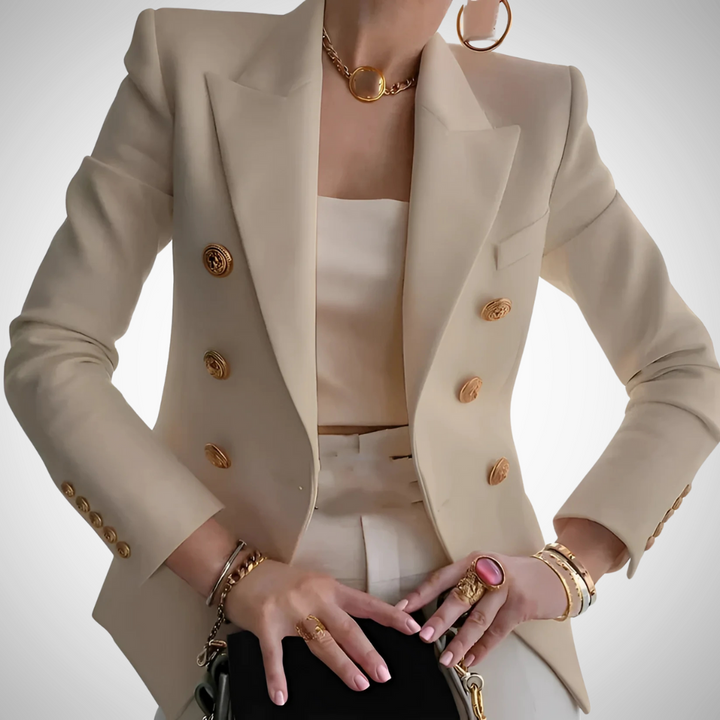 Drune | Luxus Damen Doppelreiher Blazer Mit Goldenen Knöpfen Büro Chic