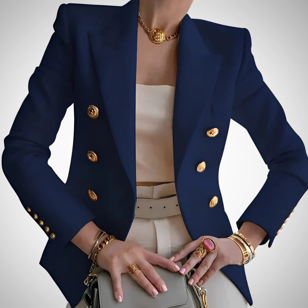 Drune | Luxus Damen Doppelreiher Blazer Mit Goldenen Knöpfen Büro Chic