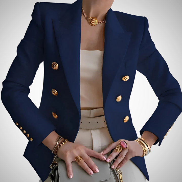 Drune | Luxus Damen Doppelreiher Blazer Mit Goldenen Knöpfen Büro Chic
