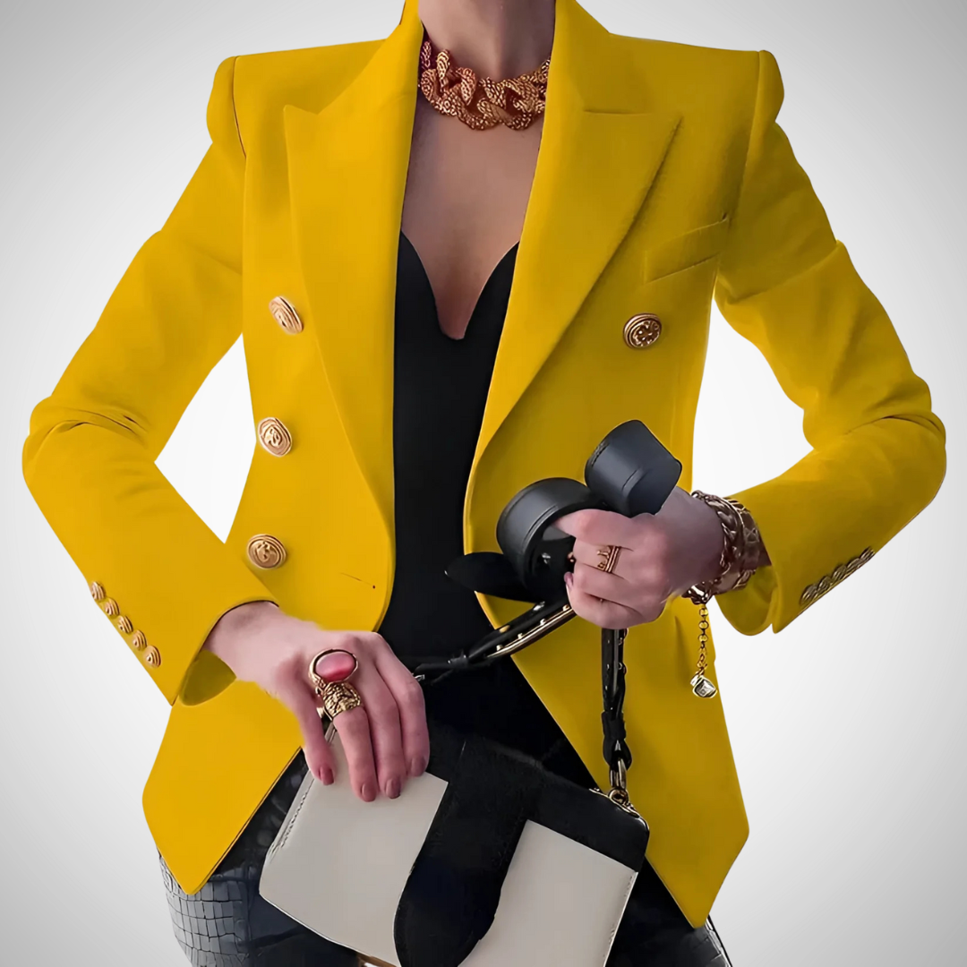 Drune | Luxus Damen Doppelreiher Blazer Mit Goldenen Knöpfen Büro Chic