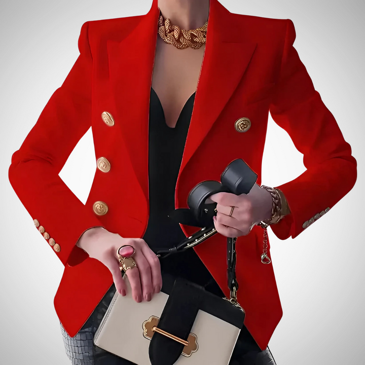 Drune | Luxus Damen Doppelreiher Blazer Mit Goldenen Knöpfen Büro Chic