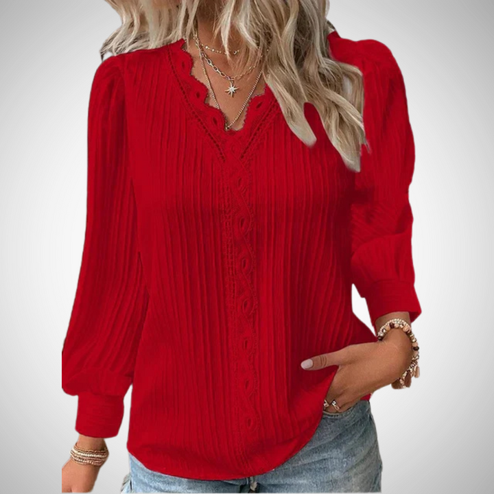 Drune | Spitze Faltbluse