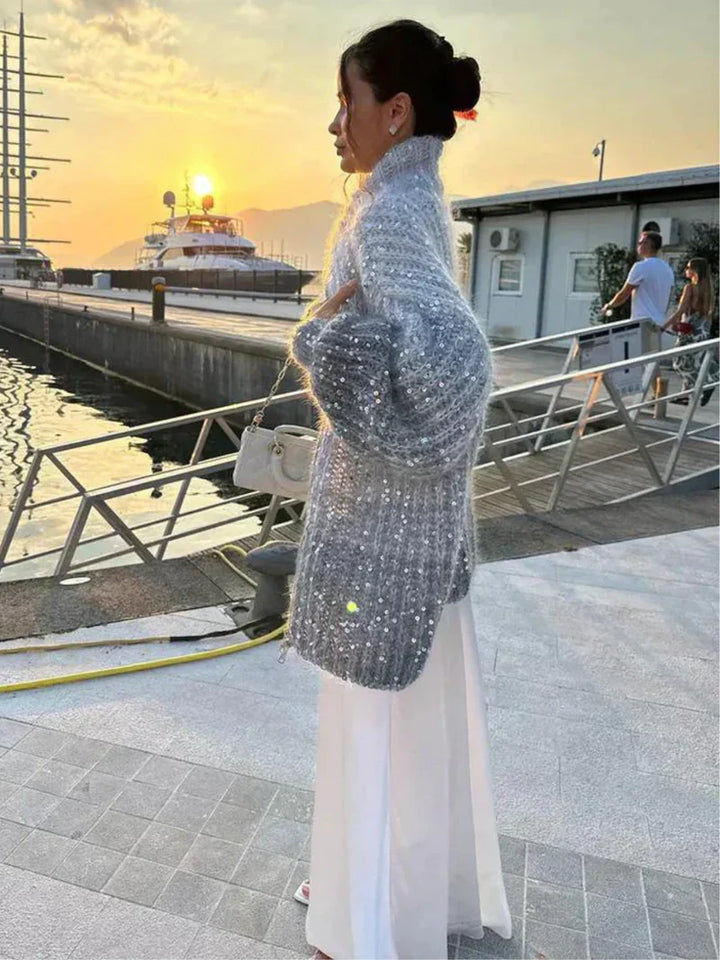 Drune | glitzernde seidenstrickjacke
