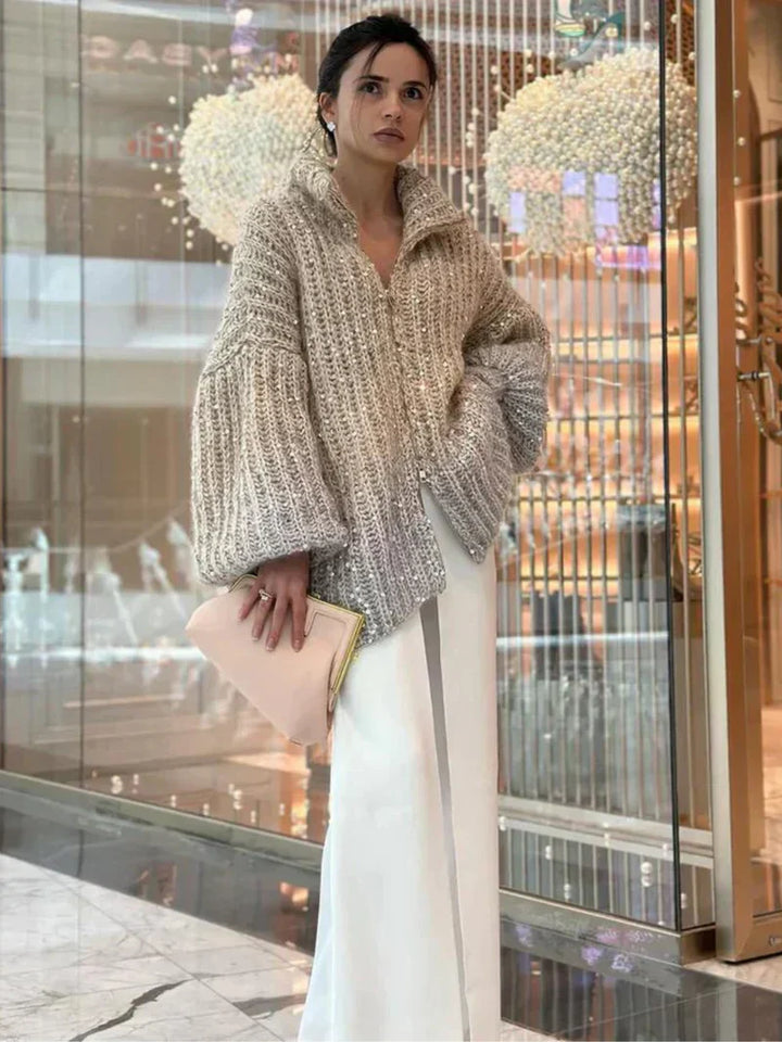 Drune | glitzernde seidenstrickjacke