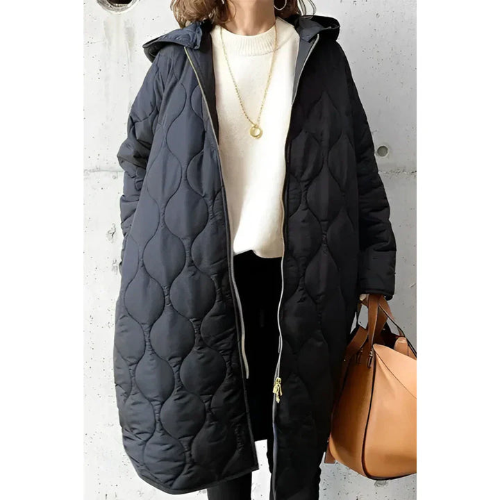 Drune | Gepolsterte Jacke - Oversized Passform - Lange Länge - Mit Kapuze und Reißverschluss