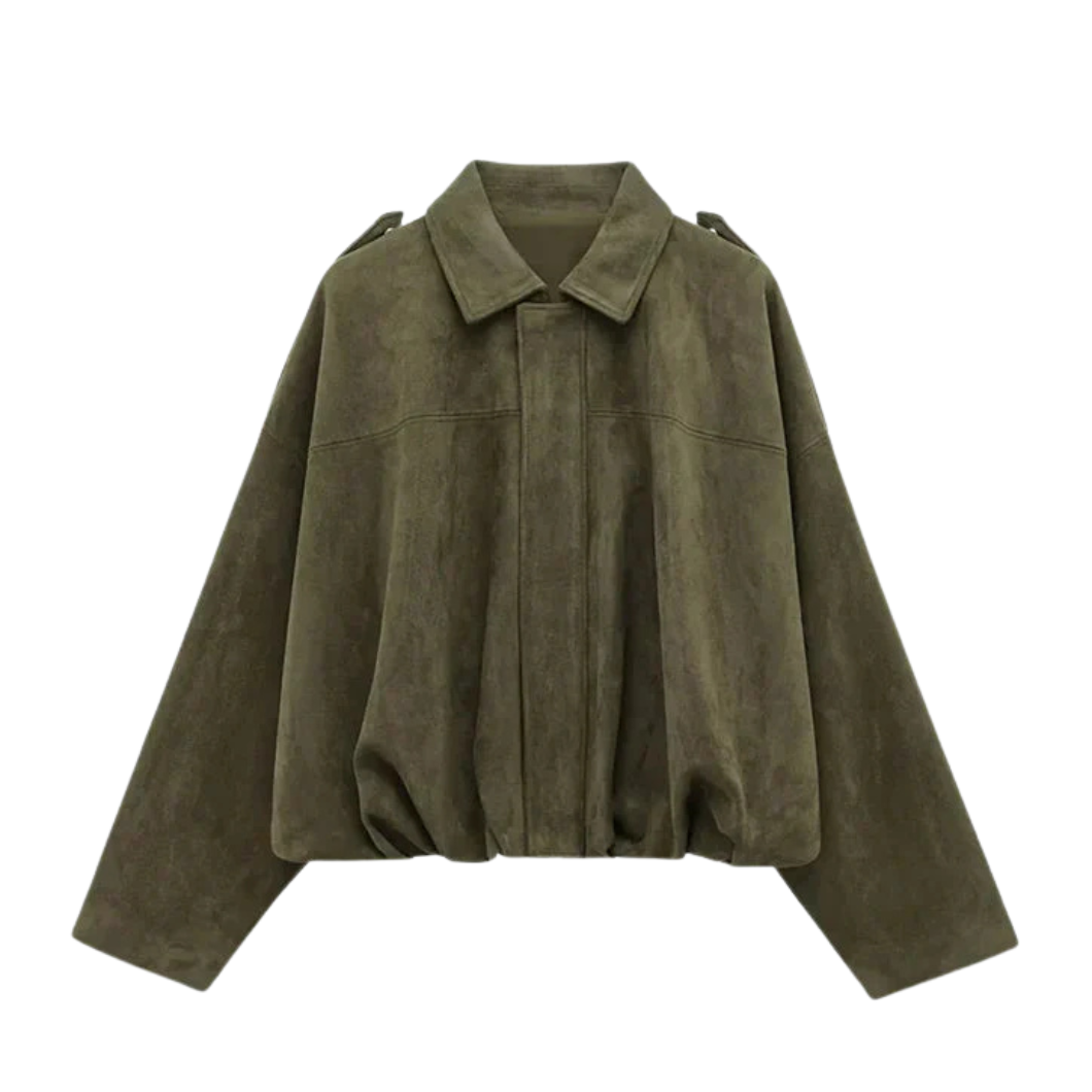 Drune | Überdimensional Jacke - Weiche Wildlederoptik - Voll gefüttert - Khaki