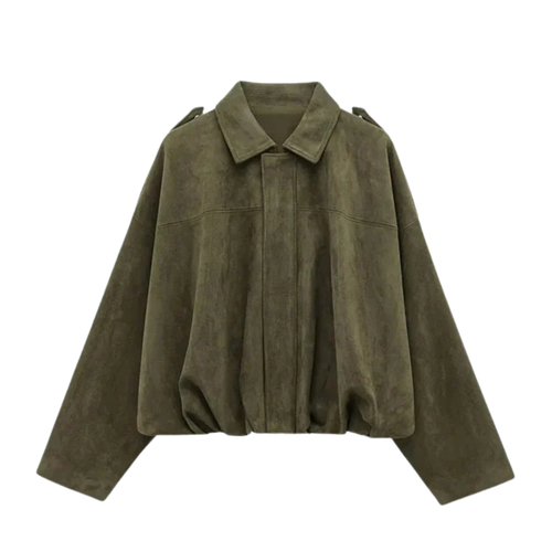 Drune | Überdimensional Jacke - Weiche Wildlederoptik - Voll gefüttert - Khaki