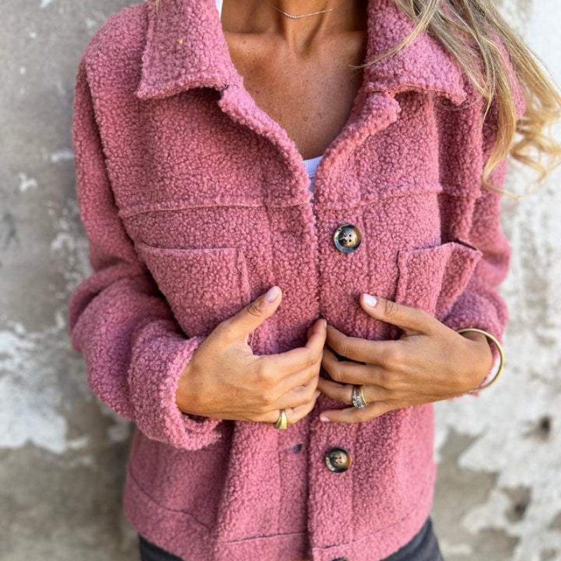 Drune | Teddy-jacke mit Knöpfen Weich und Warm Perfekt Für Herbst und Winter