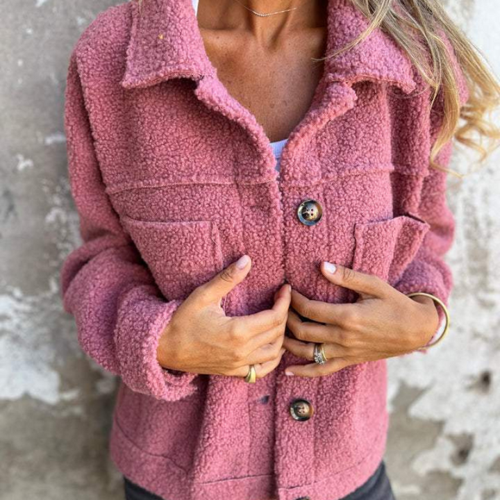 Drune | Teddy-jacke mit Knöpfen Weich und Warm Perfekt Für Herbst und Winter