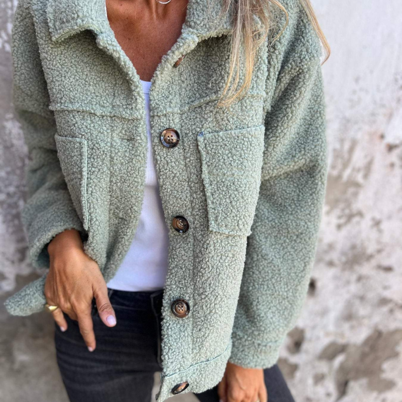 Drune | Teddy-jacke mit Knöpfen Weich und Warm Perfekt Für Herbst und Winter