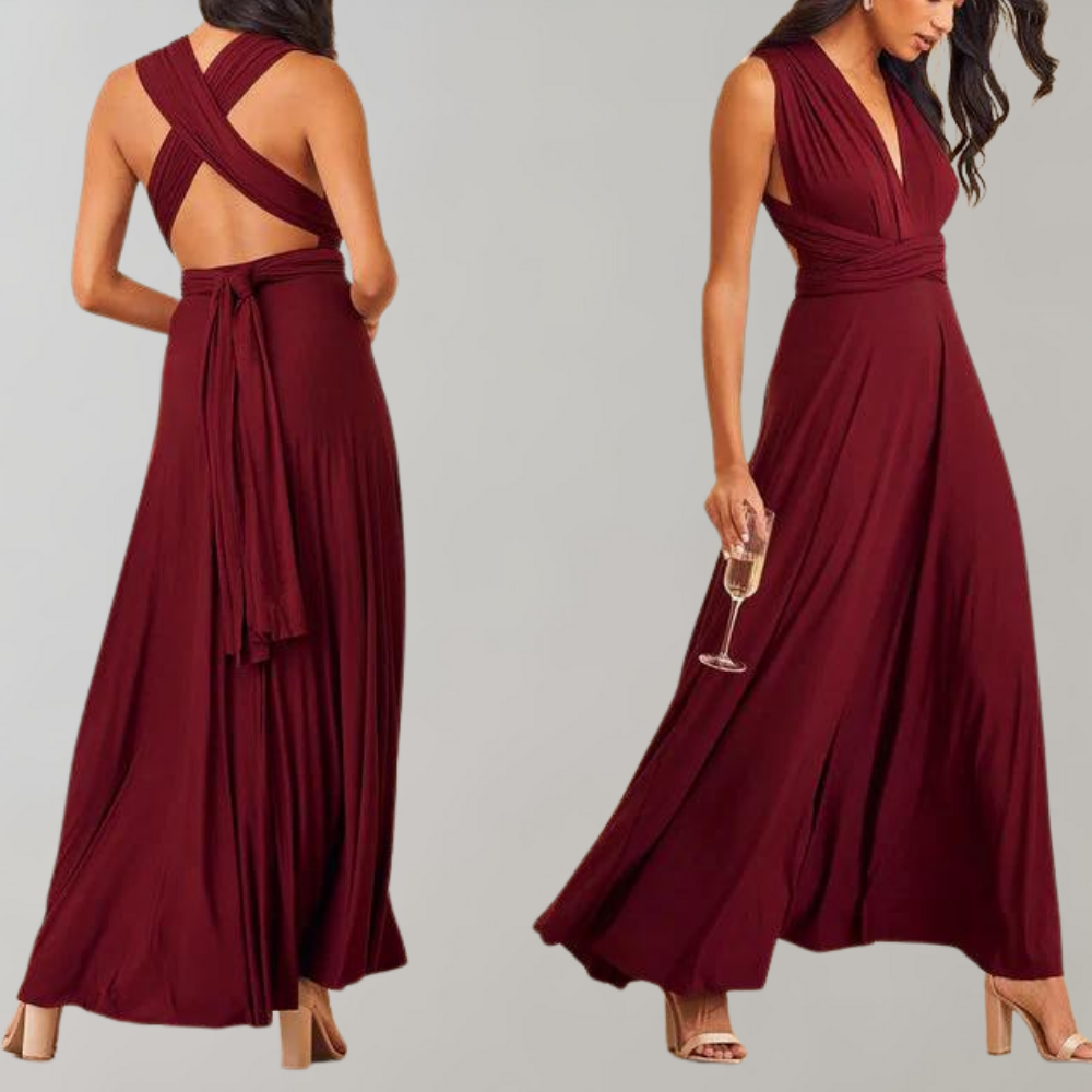 Drune | Elegante Damen Infinity Kleid Schickes Wickel Sommerkleid