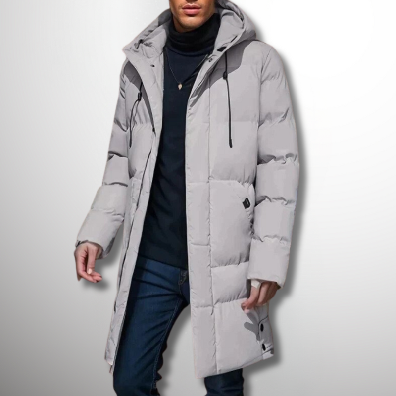 Drune | Herren Langer Wintermantel Mit Verstellbarer Kapuze Und Reißverschluss Design