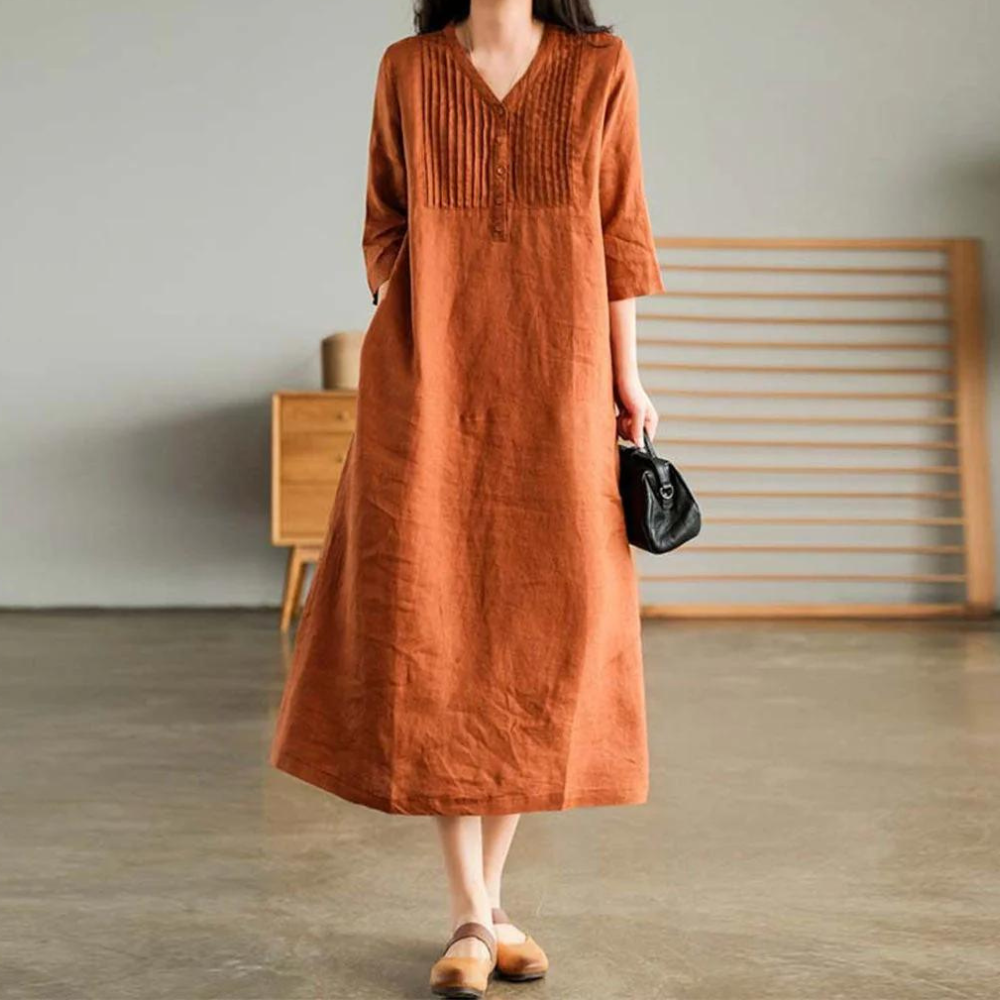 Drune | Orange Leinen Kleid