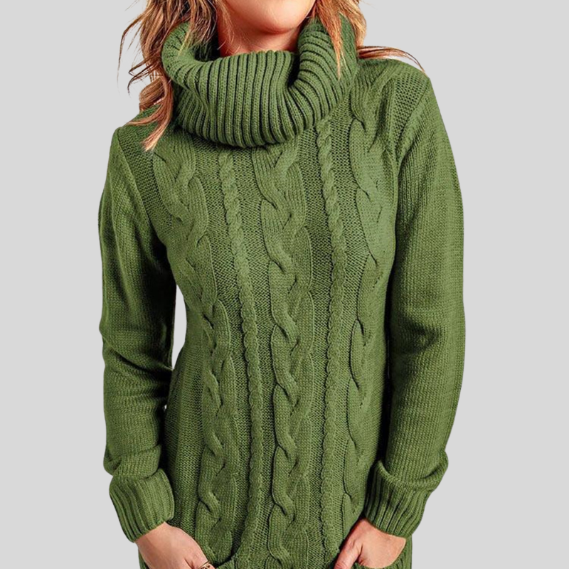Drune | Strickpullover Rollkragen Zopfstrick Lockere Passform Langarm