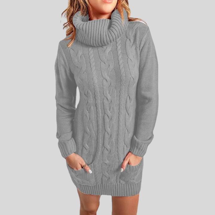 Drune | Strickpullover Rollkragen Zopfstrick Lockere Passform Langarm