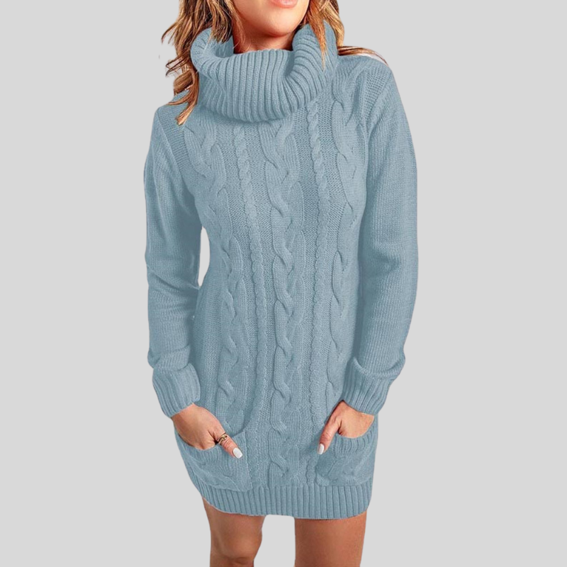 Drune | Strickpullover Rollkragen Zopfstrick Lockere Passform Langarm