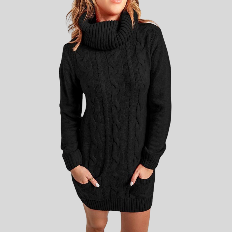 Drune | Strickpullover Rollkragen Zopfstrick Lockere Passform Langarm