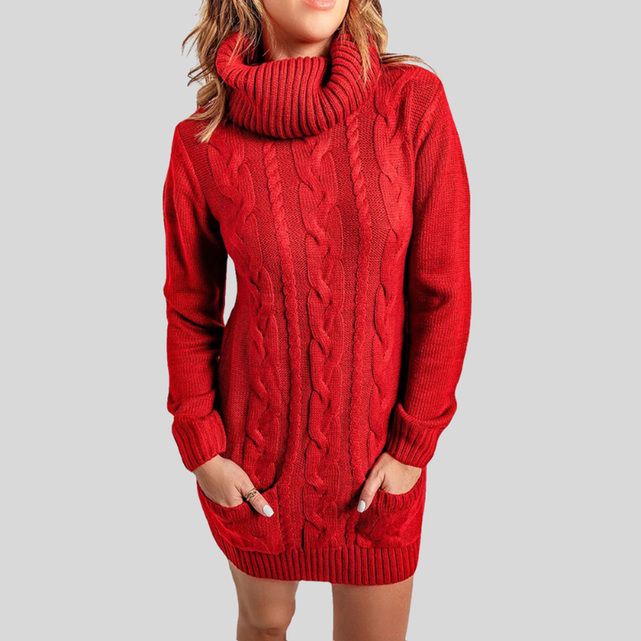 Drune | Strickpullover Rollkragen Zopfstrick Lockere Passform Langarm