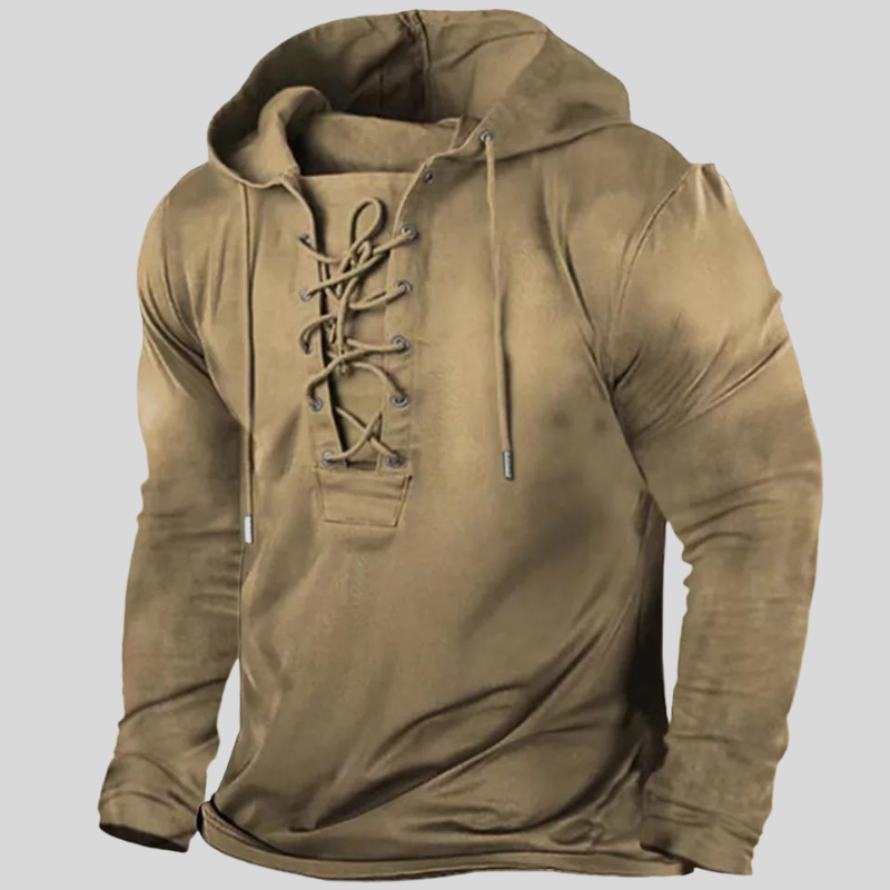Drune | Langarm Lace up Strapazierfähig Und Rustikal Mit Vorderen Taschen