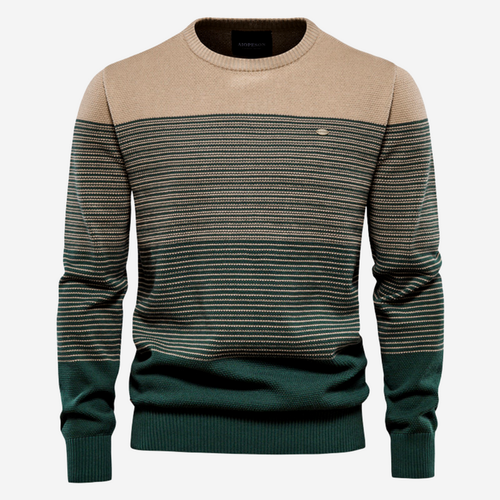 Drune | Strickpullover mit Kontraststreifen Baumwollmischung Komfort und Stil