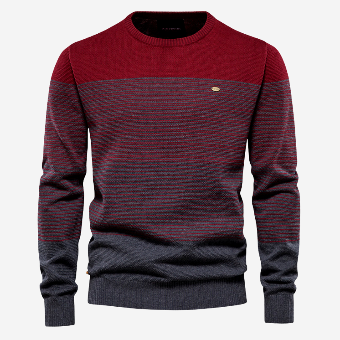 Drune | Strickpullover mit Kontraststreifen Baumwollmischung Komfort und Stil