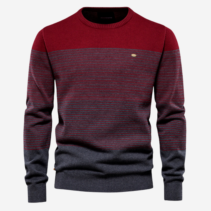 Drune | Strickpullover mit Kontraststreifen Baumwollmischung Komfort und Stil