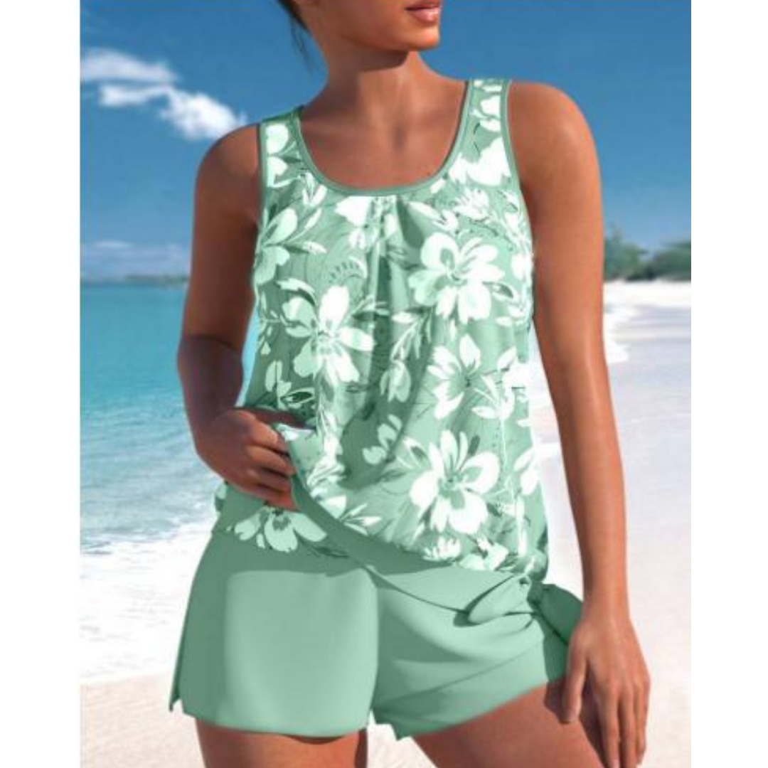 Drune | 2-Teiliges Tankini-Set Blumenmuster Damen Schwimmbekleidung