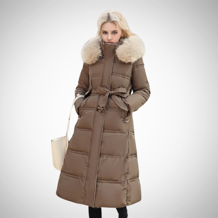 Drune | Lang Faux Fur Besatz Pufferjacke Für Damen