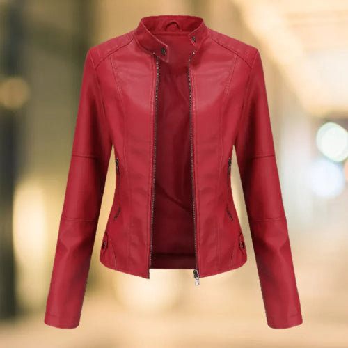 Drune | Lederjacke Slim Fit Stehkragen Reißverschluss Hüftlänge