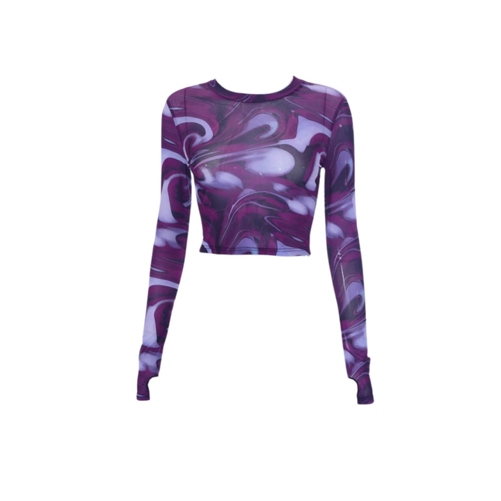 Drune Top - Jahrgang - Transparentes Netzshirt