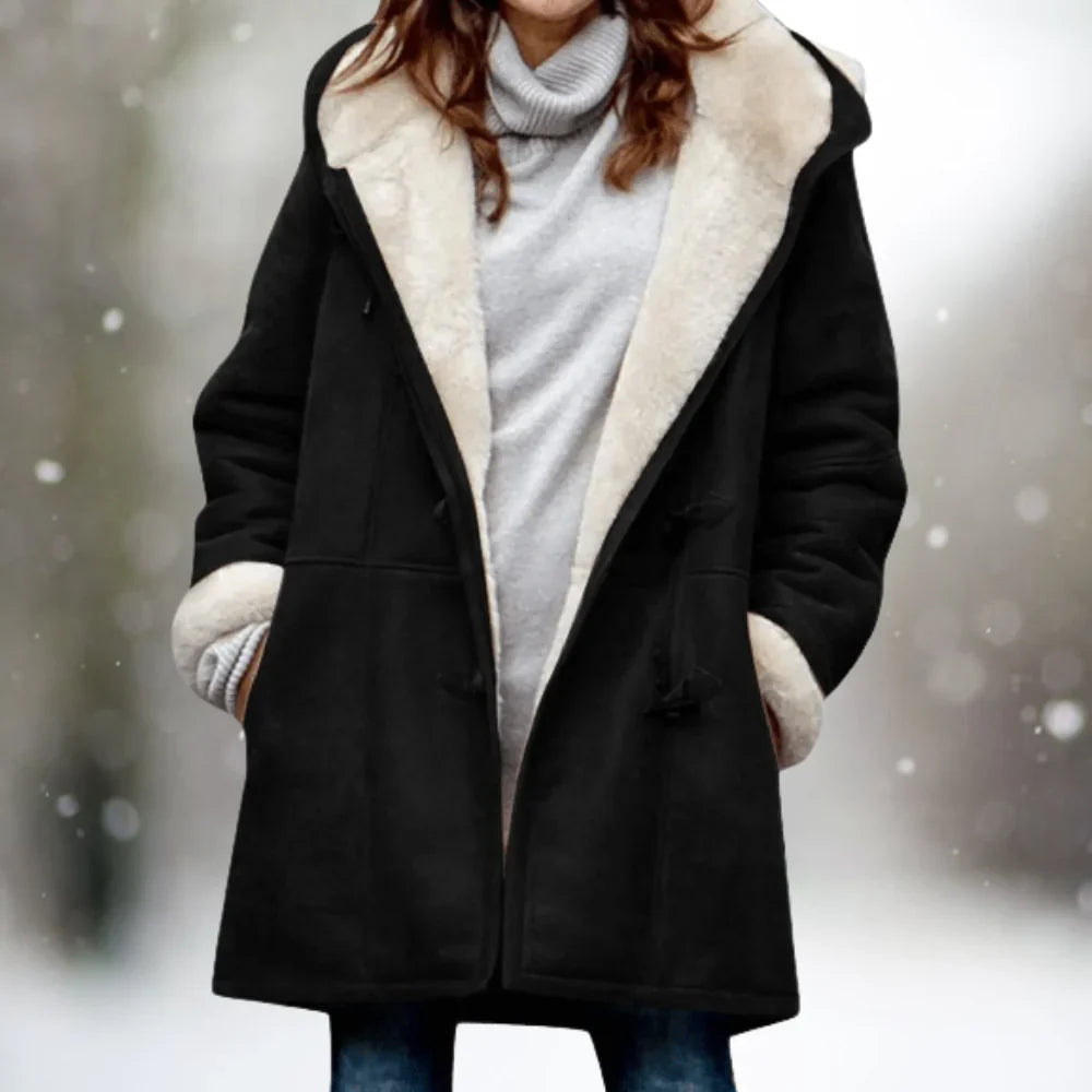 Drune | Hochwertige Fleecejacke Aus Wildleder mit Halblanger Kapuze