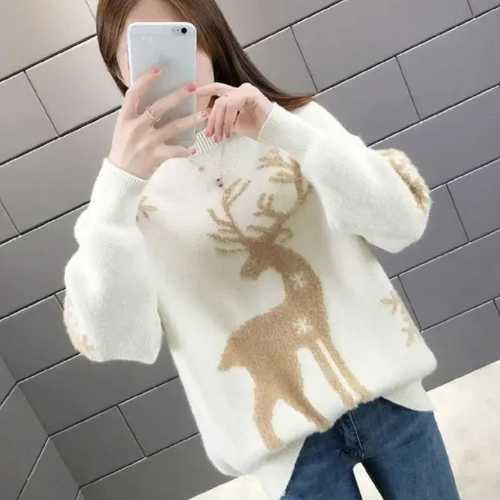Drune | Sweater - Bequemer Weihnachts-Pullover mit Rentier