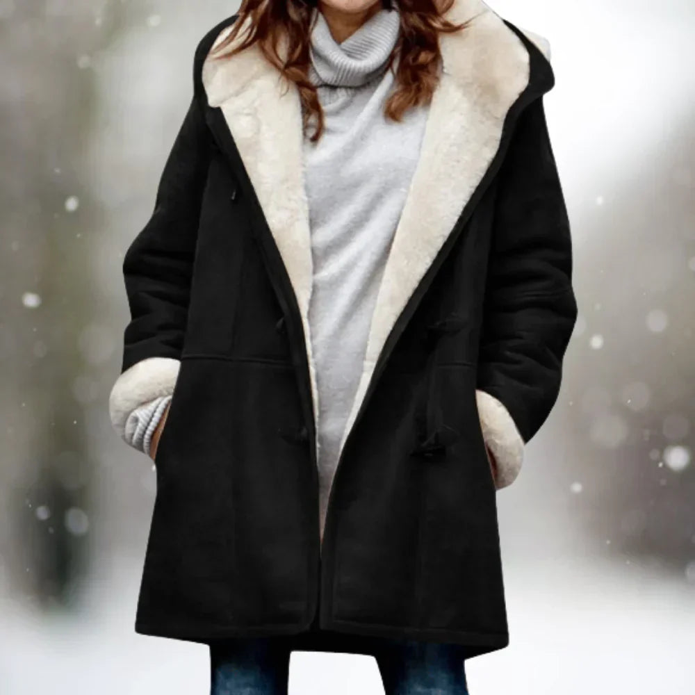Drune | Hochwertige Wildleder-Fleecejacke mit Halb-Langer Kapuze
