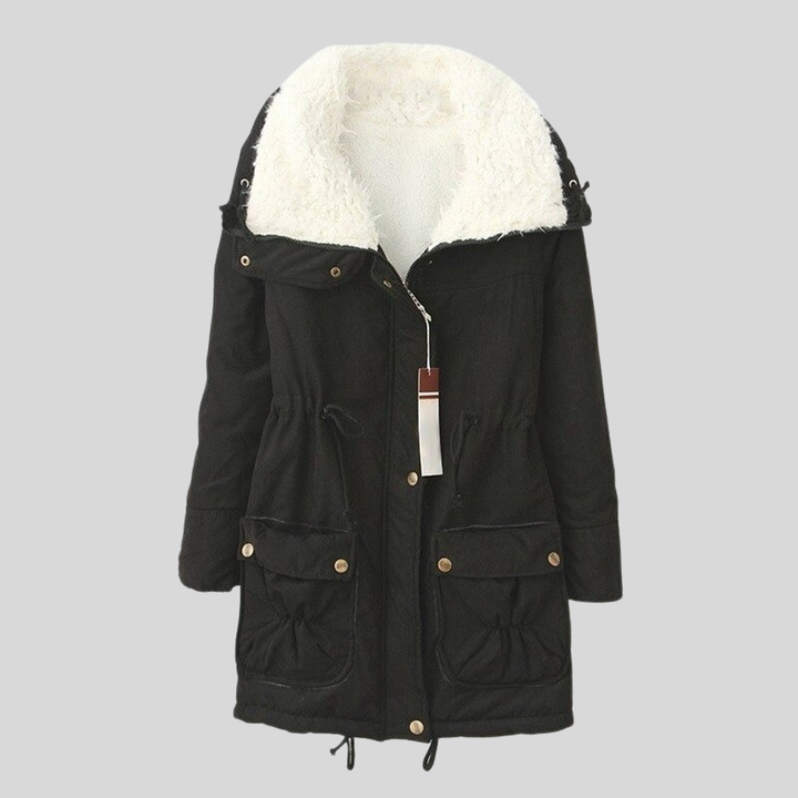 Drune | Parka Jacke Gefüttert Mit Fellbesatz Verstellbare Taille Winddicht Und Warm
