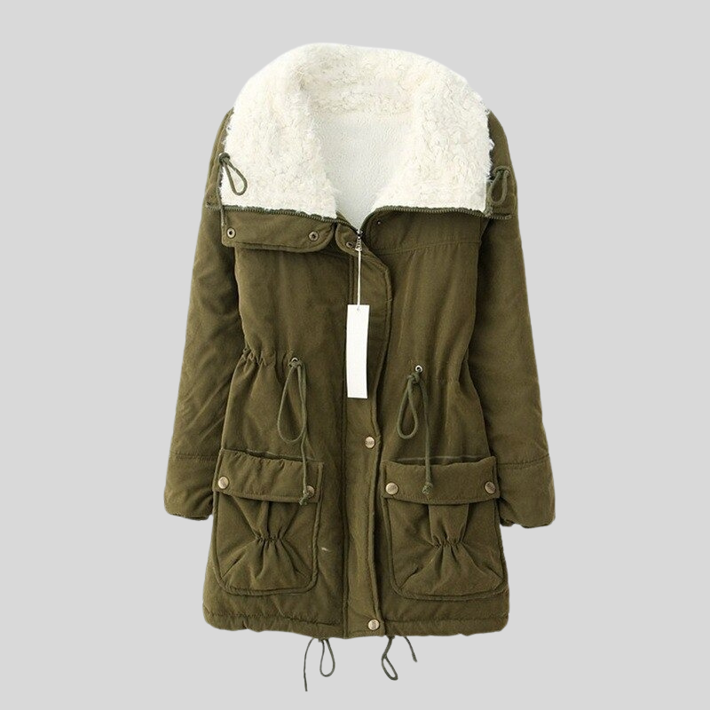 Drune | Parka Jacke Gefüttert Mit Fellbesatz Verstellbare Taille Winddicht Und Warm