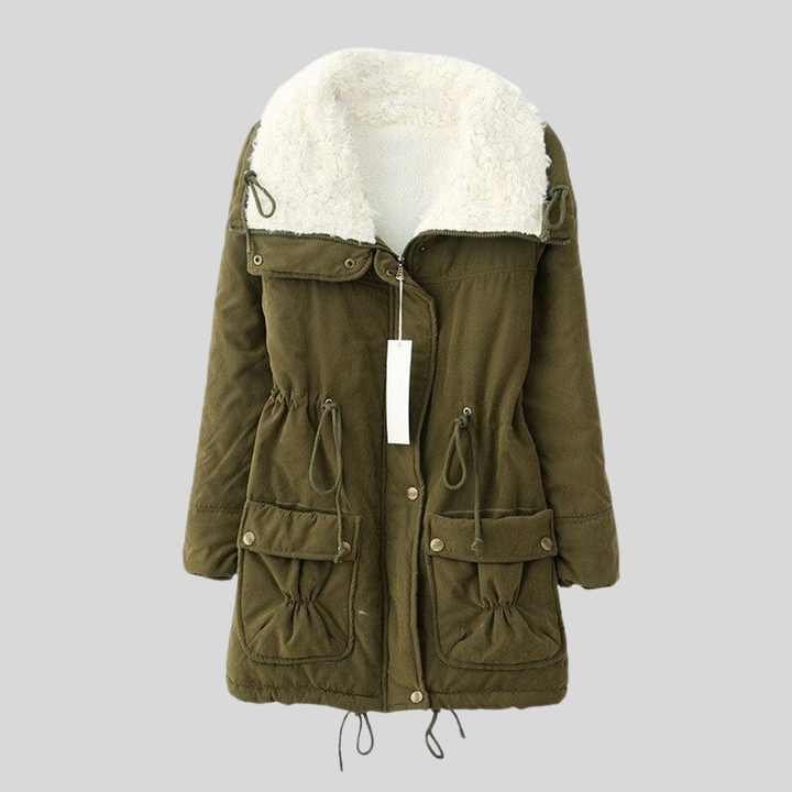 Drune | Parka Jacke Gefüttert Mit Fellbesatz Verstellbare Taille Winddicht Und Warm