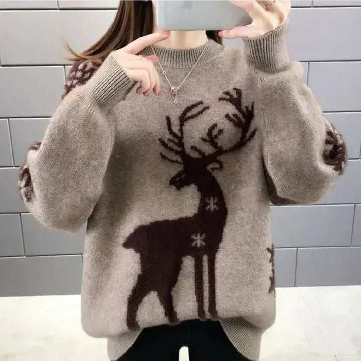 Drune | Sweater - Bequemer Weihnachts-Pullover mit Rentier