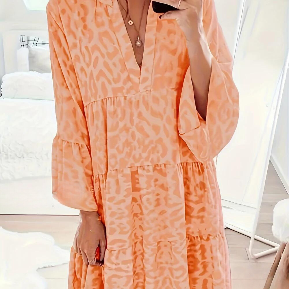 Drune | Boho Kleid mit Leopardenmuster für Damen, Plus Size